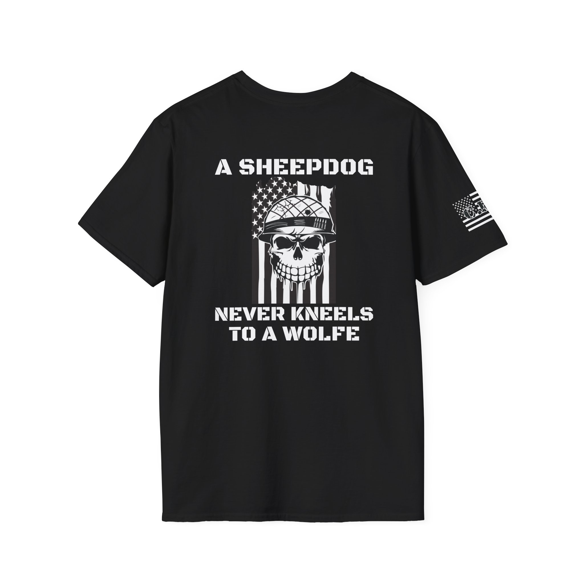 #1010 Sheepdog skull Flag -Unisex Softstyle T-Shirt